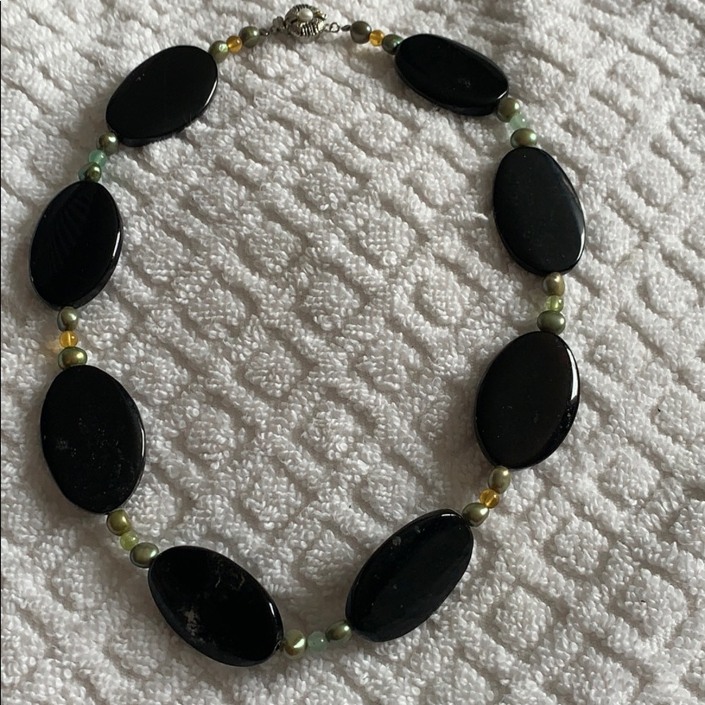 Onyx disc necklace